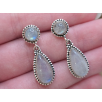  Echt zilveren Maansteen oorbel stekers hangende druppel